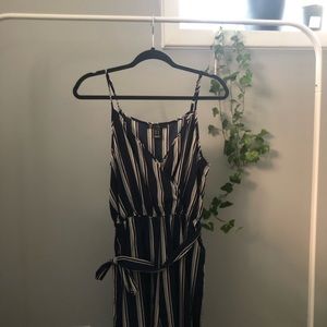 Flare Leg Striped Jumpsuit